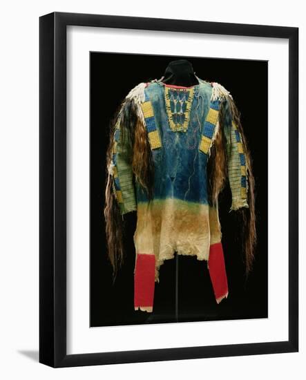 Man's Shirt, Cheyenne, C.1860 (Buckskin, Wool, Ermine Skin and Human Hair)-American-Framed Giclee Print