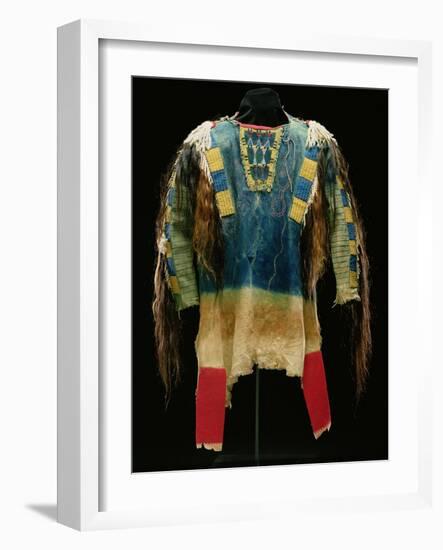 Man's Shirt, Cheyenne, C.1860 (Buckskin, Wool, Ermine Skin and Human Hair)-American-Framed Giclee Print