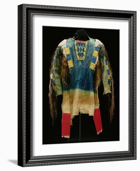 Man's Shirt, Cheyenne, C.1860 (Buckskin, Wool, Ermine Skin and Human Hair)-American-Framed Giclee Print