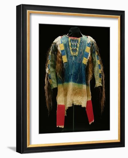 Man's Shirt, Cheyenne, C.1860 (Buckskin, Wool, Ermine Skin and Human Hair)-American-Framed Giclee Print