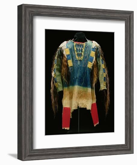 Man's Shirt, Cheyenne, C.1860 (Buckskin, Wool, Ermine Skin and Human Hair)-American-Framed Giclee Print