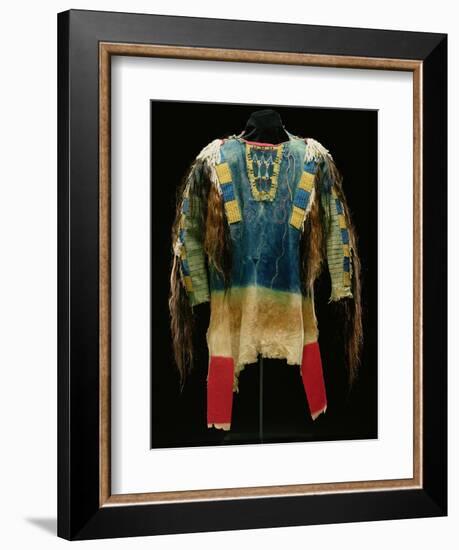 Man's Shirt, Cheyenne, C.1860 (Buckskin, Wool, Ermine Skin and Human Hair)-American-Framed Giclee Print