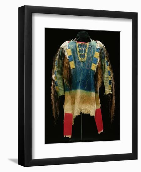 Man's Shirt, Cheyenne, C.1860 (Buckskin, Wool, Ermine Skin and Human Hair)-American-Framed Giclee Print