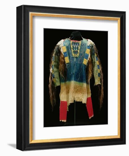 Man's Shirt, Cheyenne, C.1860 (Buckskin, Wool, Ermine Skin and Human Hair)-American-Framed Giclee Print