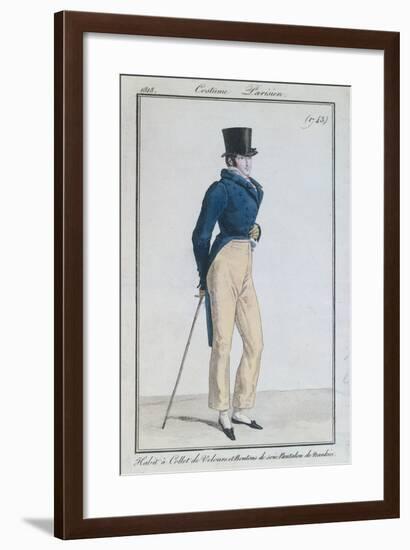 Man's Suit with Velvet Collar, Silk Buttons and Nankeen Trousers, 1816-null-Framed Giclee Print