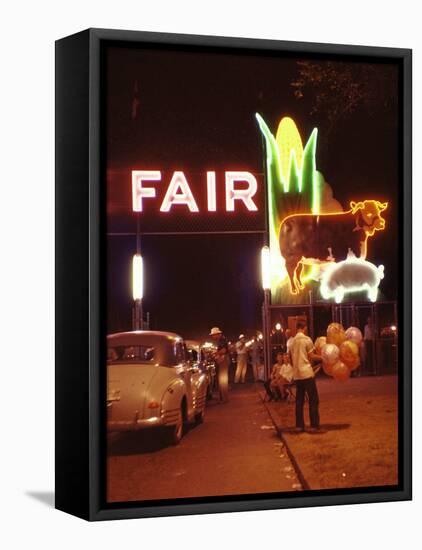 Man Selling Balloons at Entrance of Iowa State Fair-John Dominis-Framed Premier Image Canvas