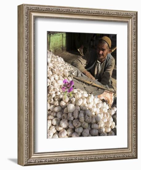 Man Selling Garlic, Bazaar, Central Kabul, Afghanistan-Jane Sweeney-Framed Photographic Print