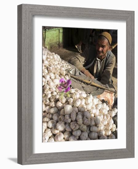 Man Selling Garlic, Bazaar, Central Kabul, Afghanistan-Jane Sweeney-Framed Photographic Print