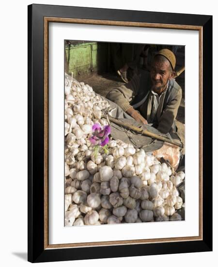 Man Selling Garlic, Bazaar, Central Kabul, Afghanistan-Jane Sweeney-Framed Photographic Print