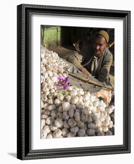 Man Selling Garlic, Bazaar, Central Kabul, Afghanistan-Jane Sweeney-Framed Photographic Print