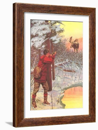 Man Shooting Moose-null-Framed Art Print