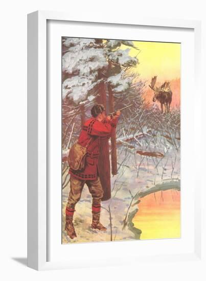Man Shooting Moose-null-Framed Art Print