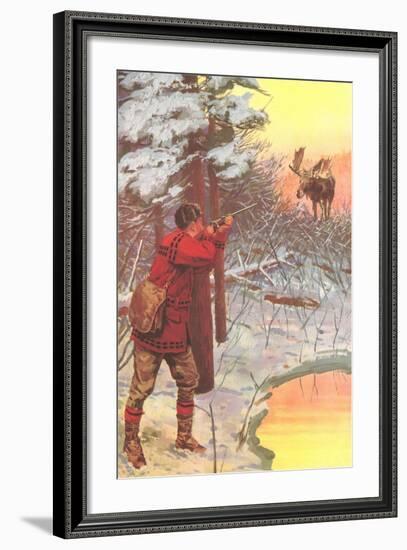 Man Shooting Moose-null-Framed Art Print