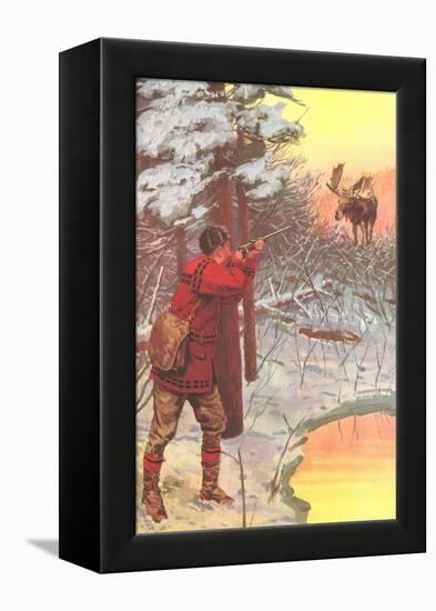 Man Shooting Moose-null-Framed Stretched Canvas