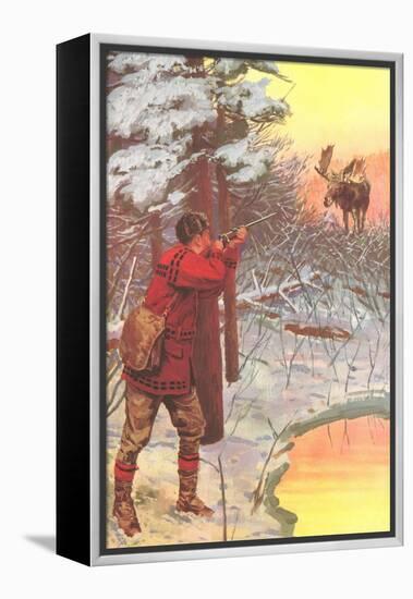 Man Shooting Moose-null-Framed Stretched Canvas