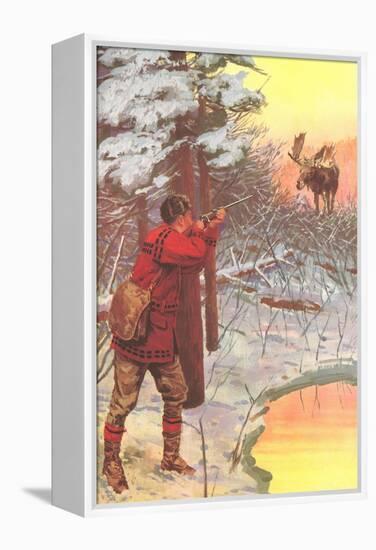 Man Shooting Moose-null-Framed Stretched Canvas