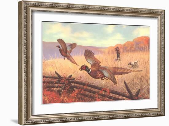 Man Shooting Pheasants, Pointer-null-Framed Art Print