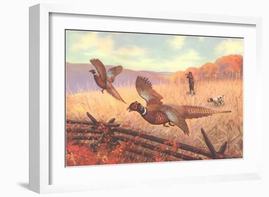 Man Shooting Pheasants, Pointer-null-Framed Art Print