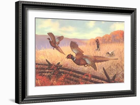 Man Shooting Pheasants, Pointer-null-Framed Art Print