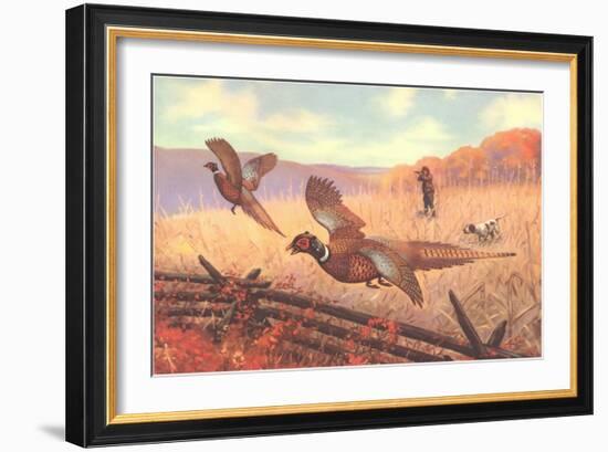 Man Shooting Pheasants, Pointer-null-Framed Art Print