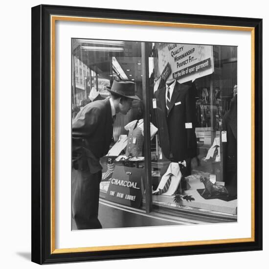 Man Shopping for Clothing-Nina Leen-Framed Photographic Print