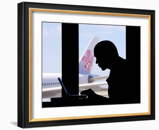 Man Silhouette-Charles Bowman-Framed Photographic Print