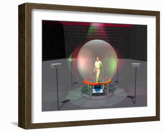 Man Silhouetted In the Virtual Reality Cybersphere-Science Photo Library-Framed Photographic Print