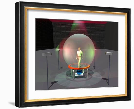 Man Silhouetted In the Virtual Reality Cybersphere-Science Photo Library-Framed Photographic Print