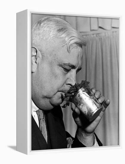 Man Sipping Mint Julep at Kentucky Derby Party-Alfred Eisenstaedt-Framed Premier Image Canvas