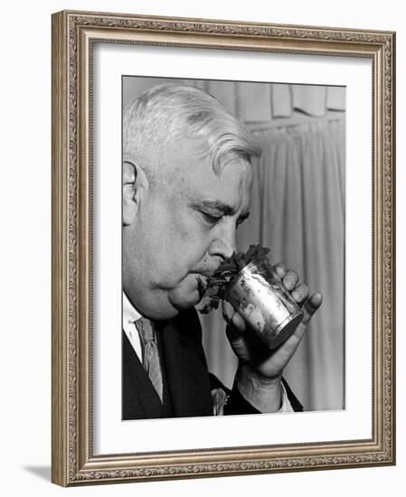 Man Sipping Mint Julep at Kentucky Derby Party-Alfred Eisenstaedt-Framed Photographic Print