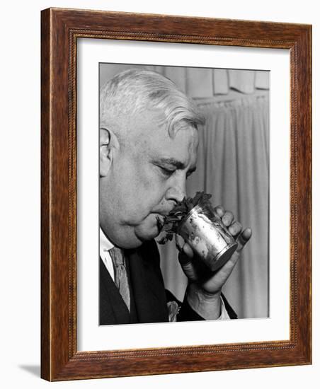 Man Sipping Mint Julep at Kentucky Derby Party-Alfred Eisenstaedt-Framed Photographic Print