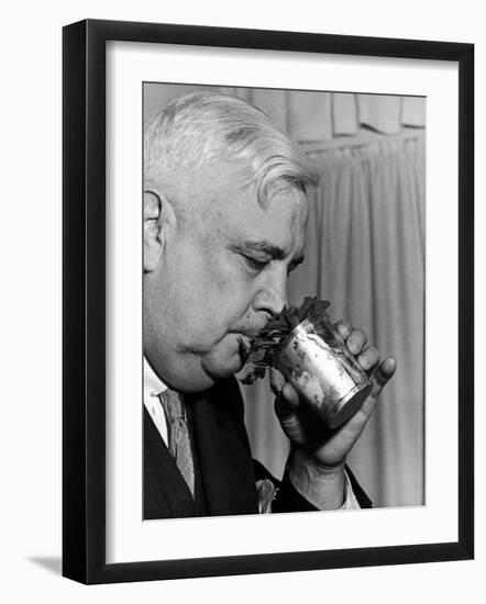 Man Sipping Mint Julep at Kentucky Derby Party-Alfred Eisenstaedt-Framed Photographic Print