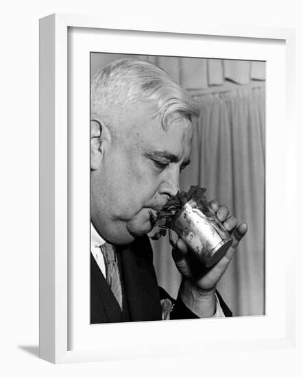 Man Sipping Mint Julep at Kentucky Derby Party-Alfred Eisenstaedt-Framed Photographic Print