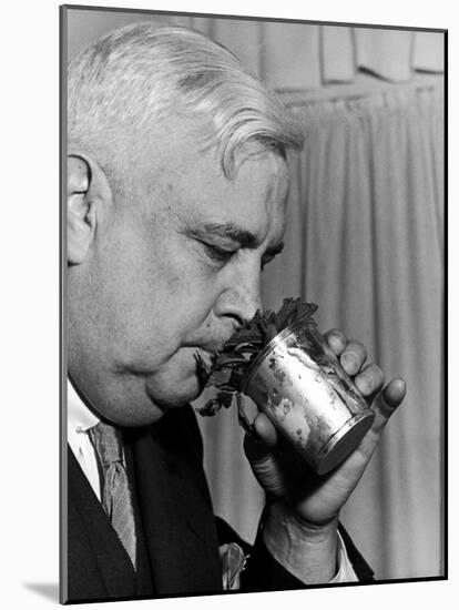 Man Sipping Mint Julep at Kentucky Derby Party-Alfred Eisenstaedt-Mounted Photographic Print