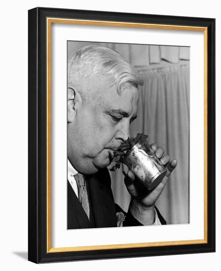 Man Sipping Mint Julep at Kentucky Derby Party-Alfred Eisenstaedt-Framed Photographic Print