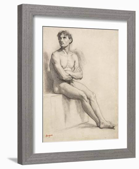 Man Sitting, Nude Study, 1858-Edgar Degas-Framed Giclee Print