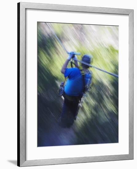 Man Sliding Down a Zip-Line, Storms River, Eastern Cape, South Africa, Africa-null-Framed Photographic Print