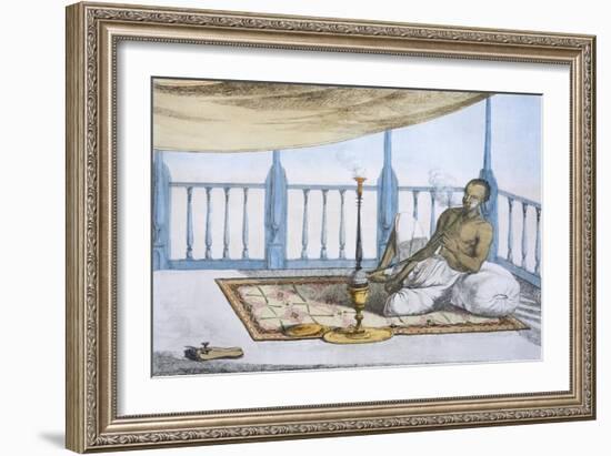 Man Smoking a Hookah of Hashish or Opium-Franz Balthazar Solvyns-Framed Giclee Print