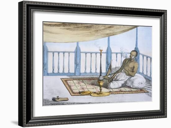 Man Smoking a Hookah of Hashish or Opium-Franz Balthazar Solvyns-Framed Giclee Print