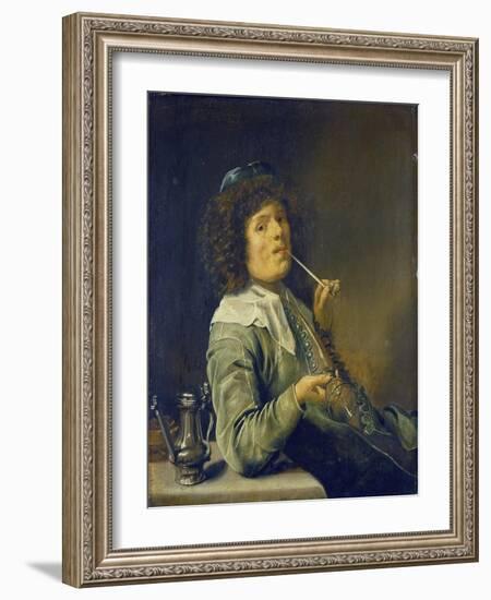 Man Smoking a Pipe and an Empty Wineglass-Jan Miense Molenaer-Framed Giclee Print