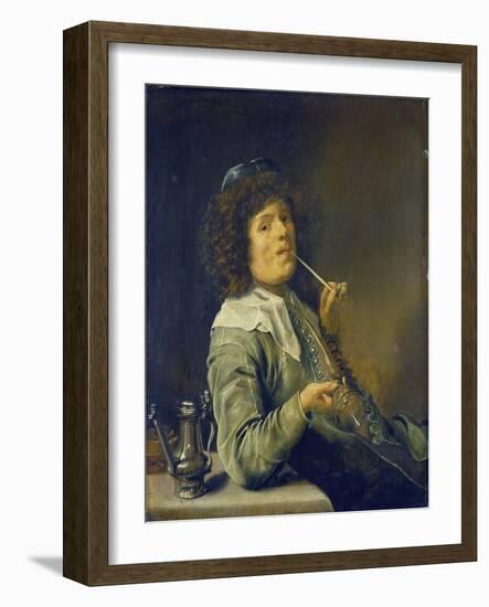 Man Smoking a Pipe and an Empty Wineglass-Jan Miense Molenaer-Framed Giclee Print