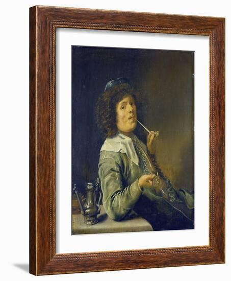 Man Smoking a Pipe and an Empty Wineglass-Jan Miense Molenaer-Framed Giclee Print