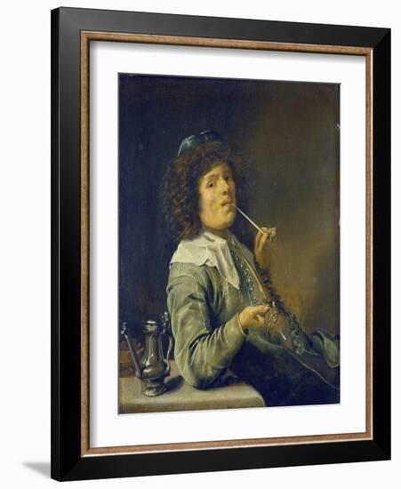 Man Smoking a Pipe and an Empty Wineglass-Jan Miense Molenaer-Framed Giclee Print