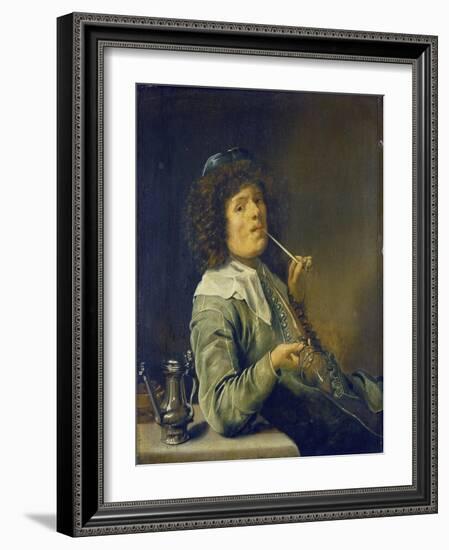 Man Smoking a Pipe and an Empty Wineglass-Jan Miense Molenaer-Framed Giclee Print