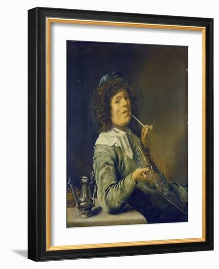 Man Smoking a Pipe and an Empty Wineglass-Jan Miense Molenaer-Framed Giclee Print