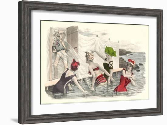 Man Snapping Picture of Bathing Beauties-null-Framed Art Print