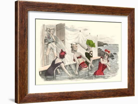 Man Snapping Picture of Bathing Beauties-null-Framed Art Print