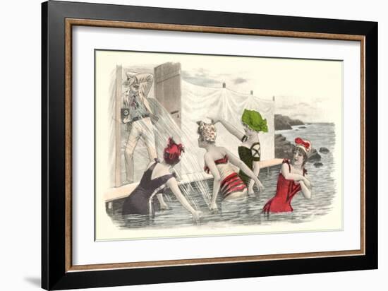 Man Snapping Picture of Bathing Beauties-null-Framed Art Print