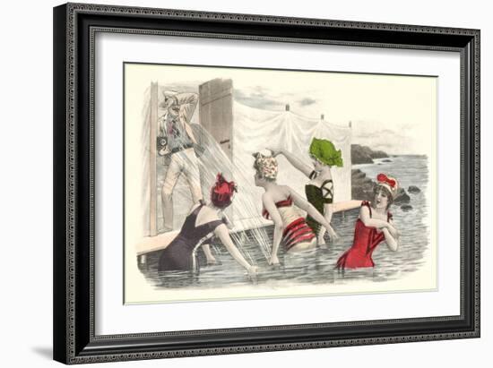 Man Snapping Picture of Bathing Beauties-null-Framed Art Print