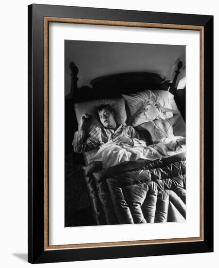 Man Snoring to the Point That His Wife Cannot Even Sleep in the Same Bed Any More-null-Framed Photographic Print